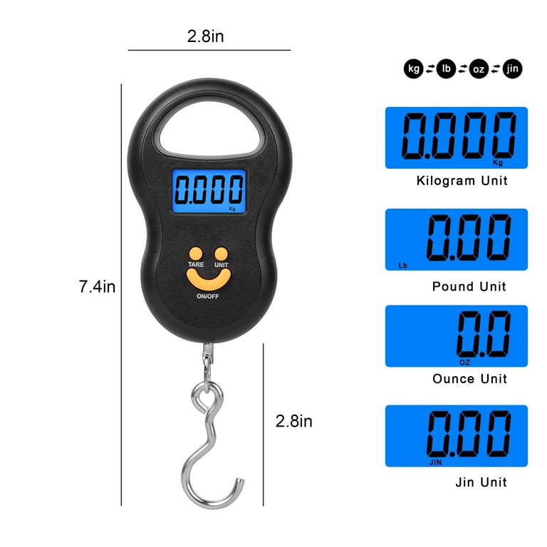 Portable Fishing Scale EEEkit 110lb Digital Hanging Hook Scale with Backlit LCD Display for Luggage