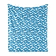 thumbnail image 1 of Sky Soft Flannel Fleece Blanket, Monochrome Simplistic Design Repeating Pattern of Fluffy Clouds Cumulus Motif, Cozy Plush for Indoor and Outdoor Use, 50" x 70", Azure Blue and White, by Ambesonne, 1 of 5