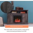 thumbnail image 4 of Tall Electric Fireplace Stand Console for TV's Up to 55" Living Room Storage Entertainment Center, Dark Grey Oak, 4 of 7