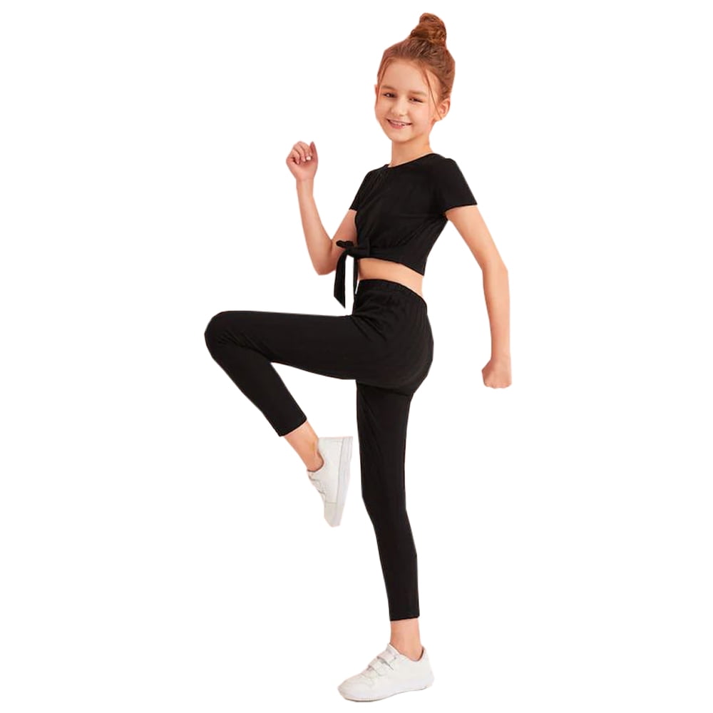 THEE BRON Toddler//Little Girls Basic Cotton Ankle Leggings Pants for School