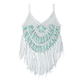 thumbnail image 5 of JIAYUE Womens Swimsuit Cover-Ups Deep V Neck Sleeveless Above Knee Sexy Pure Color Crochet Hollow Tassel Beach Spaghetti Strap Bathing Suit Cover Up Top, 5 of 5