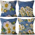thumbnail image 2 of PBOBRIICH Set of 4 Spring Floral Throw Pillow Cases,White Flower Linen Pillow Cover for Living Room Home Decor,18x18 In, 2 of 4