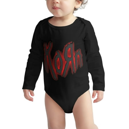 

Korn Baby onesie Band Logo Baby Boy Girl Long Sleeve Bodysuit Snap Closure Black 12 Months