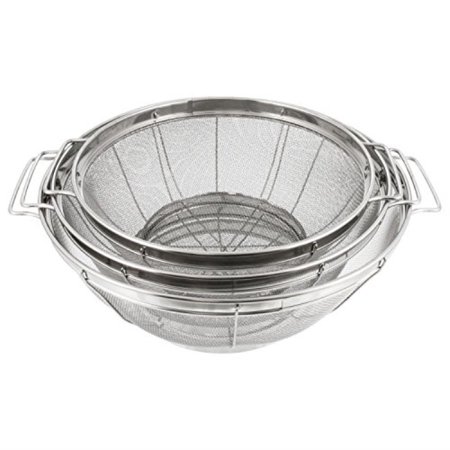 U.S. Kitchen Supply - 3 Piece Colander Set - Stainless Steel Mesh Strainer