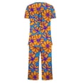 thumbnail image 5 of CAZOFW Women Pajamas,2 Piece Floral Short Sleeve Top,Capri Pant,Loose Soft Home Lounge Sleepwear Sizes S-3X, 5 of 6