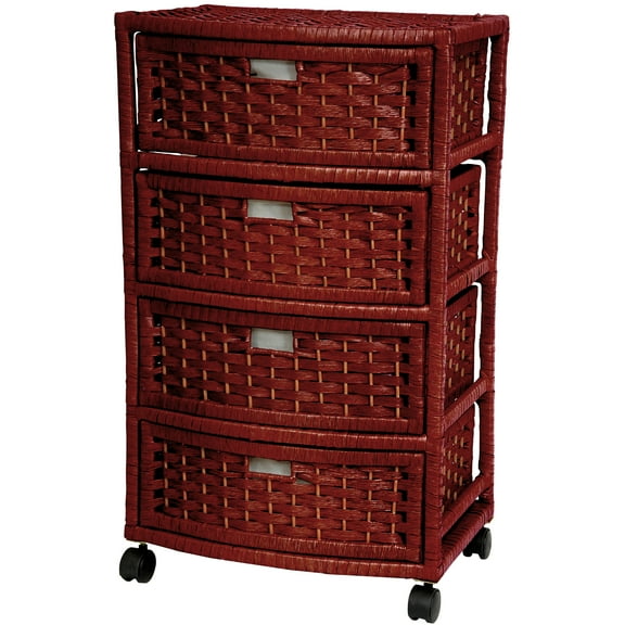 29" Fiber Weave 4 Drawer Chest End Table - Mahogany