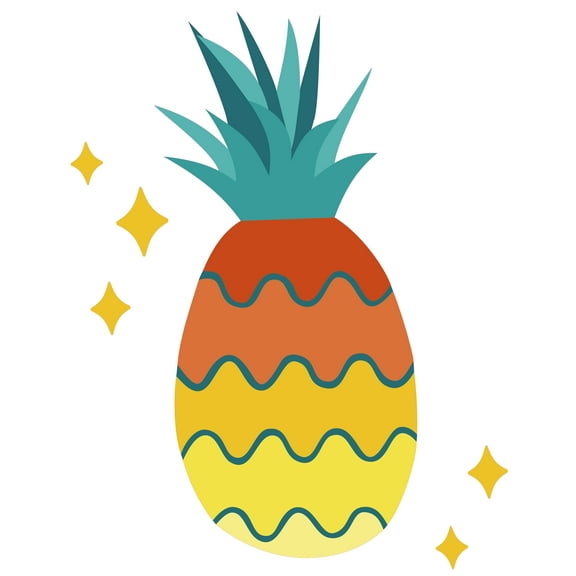 Kids Bedroom 20" x 25" Gradient Colored Pineapple Fruit Adhesive Wall Decoration Multicolored Tropical Fruit Art Design Removable Home Living Room Wall Decal Sticker