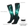 thumbnail image 6 of Fotbe Green Lightning Flash print Women's Men's Novelty Crew Socks Cotton Socks Knee High Socks for Walking,Running,Nurses,Pregnancy, 6 of 8