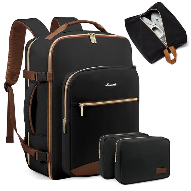 Mochila de viaje LOVEVOOK de 50 litros para mujeres y hombres con portátil de 17 pulgadas, color negro