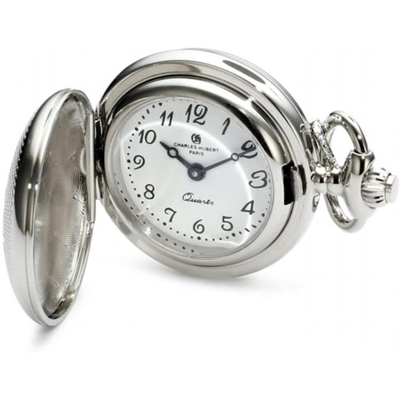 Charles-Hubert Paris 6821 Montre Pendentif à Cadran Blanc, Fini Chrome