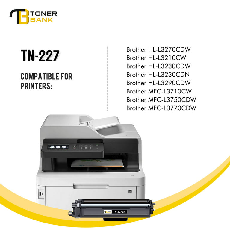 Toner Bank Compatible Toner Cartridge for Brother TN-227BK TN227  MFC-L3770cdw MFC-L3750cdw MFC-L3710cw HL-L3270cdw HL-L3210cw HL-L3290cdw  HL-L3230cdw
