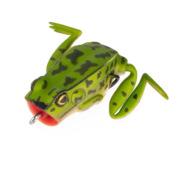 Lunkerhunt Popping Frog Hollow Body Topwater Fishing Lure, 1.75 in, 1/4 oz, Green Tea