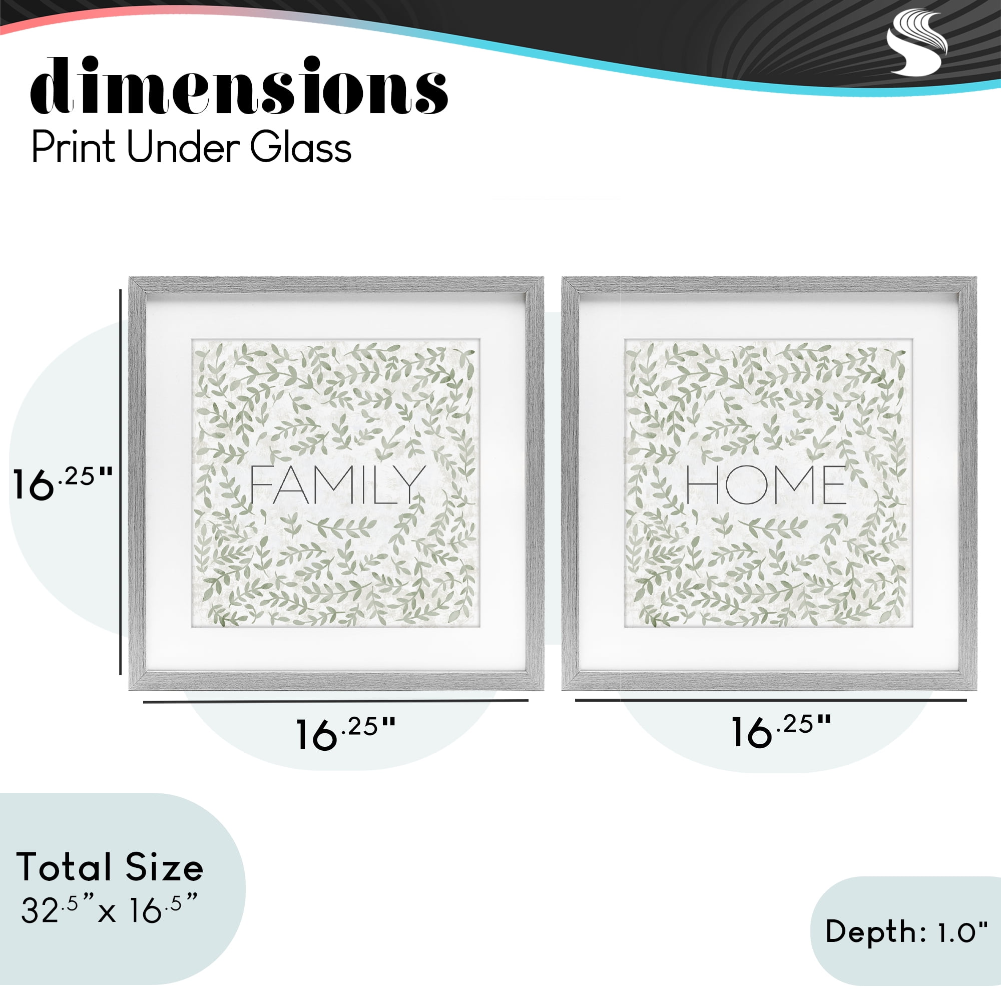 Stupell Industries Curved Ivy Sprigs Phrases 2 Piece Gray Framed Print Under Glass Set, design by SD Graphics Studio