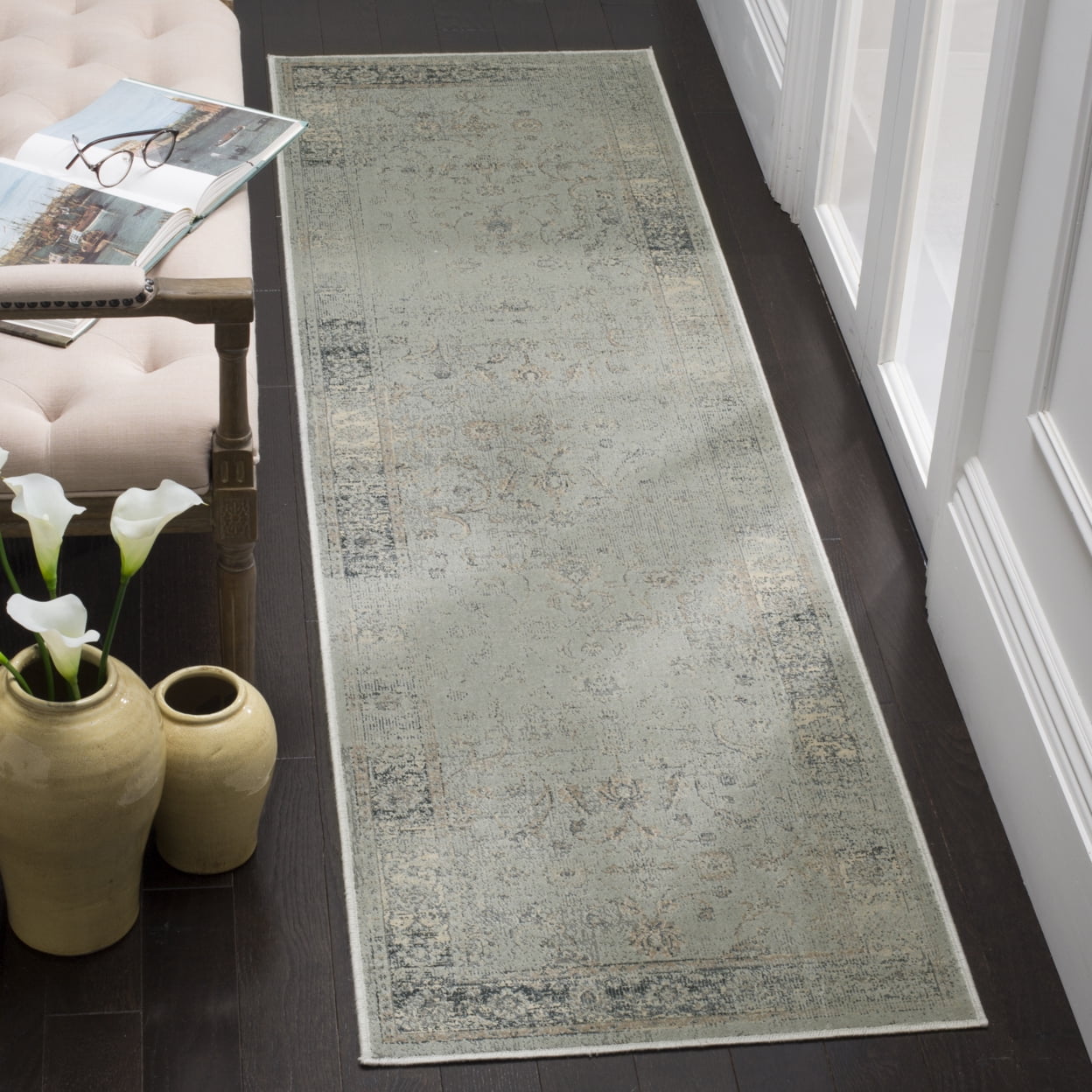 SAFAVIEH Vintage Daven Traditional Runner Rug, Light Blue, 2'2" x 8'