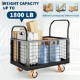 thumbnail image 3 of Platform Truck Cart with Cage, 1800Lbs Capacity Push Hand Truck Dolly Cart, Multipurpose 6 in1 Foldable Flatbed Cart with 4 Wheels for Grocery, Warehouse, Garage and Laundry, 3 of 7