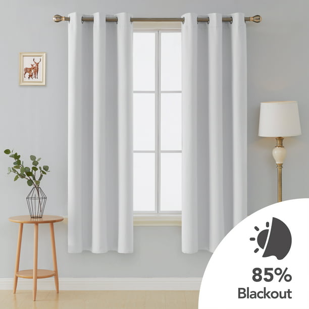 Deconovo Thermal Insulated Blackout, Off White Curtains With Navy Trim