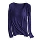 thumbnail image 2 of Pijama de manga larga para mujer, ropa de casa de color con almohadillas para el pecho, camiseta de manga larga, cómoda base para uso externo, pijama de modal de cuello redondo para mujer., 2 of 9