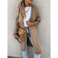 thumbnail image 4 of Women's Neck Cardigan Sweater Chunky Solid Casual Long Sweater Coat Open Front Knitwear Fashion Winter Coats, 4 of 8