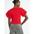 thumbnail image 4 of Scoop Women's and Women's Plus Sweater Top with Puff Sleeves, Lightweight, Sizes XS-4X, 4 of 6