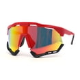 thumbnail image 2 of Large Coverage Mirror Lens Shield Curved Wrap Sport Sunglasses Black Red - Orange Mirror, 2 of 4