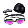 thumbnail image 3 of Juego de 5 piezas de gafas y gorro de natación para hombres, mujeres y adultos. Gafas de natación para piscina. Violeta negra, 3 of 8