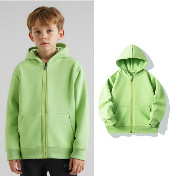 Toddler Hoodies for Boys Girls Casual Long Sleeve Sweatshirts with Zipper Light Green Hooded Pocket Warm Fall Winter Clothes Kids Clothes Girls Size 18-24 Months