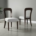 thumbnail image 3 of Dining Chairs Set of 2, Upholstered Kitchen Side Chairs with Gray Fabric Seating Dark Brown Solid Rubber Wood Legs, 330 LBS Weight Capacity, 3 of 16
