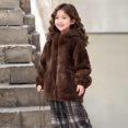 thumbnail image 3 of OGLCCG Girls Winter Faux Fur Coats Warm Long Sleeve Full Zipper Furry Sherpa Jackets Soft Outdoor Windproof Thermal Outerwear with Pockets 5-14 Years, 3 of 6