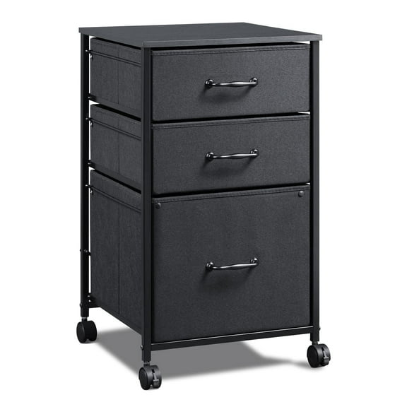 GALAXHERO 3 Drawers Mobile File Cabinet, Desk Table Cabinet Fits A4/Letter Size, Home Office Furniture, Black