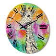 thumbnail image 3 of Designart 'Monochrome Giraffe Drawing On Bright Rainbow' Children's Art Wood Wall Clock, 3 of 5
