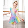 thumbnail image 2 of Oudiya Girls Ballet Leotards Ruffle Sleeve Bow Back Toddler Dance Outfits Leotard with Removable Shinny Skirt Combo 3-11Y, 2 of 7