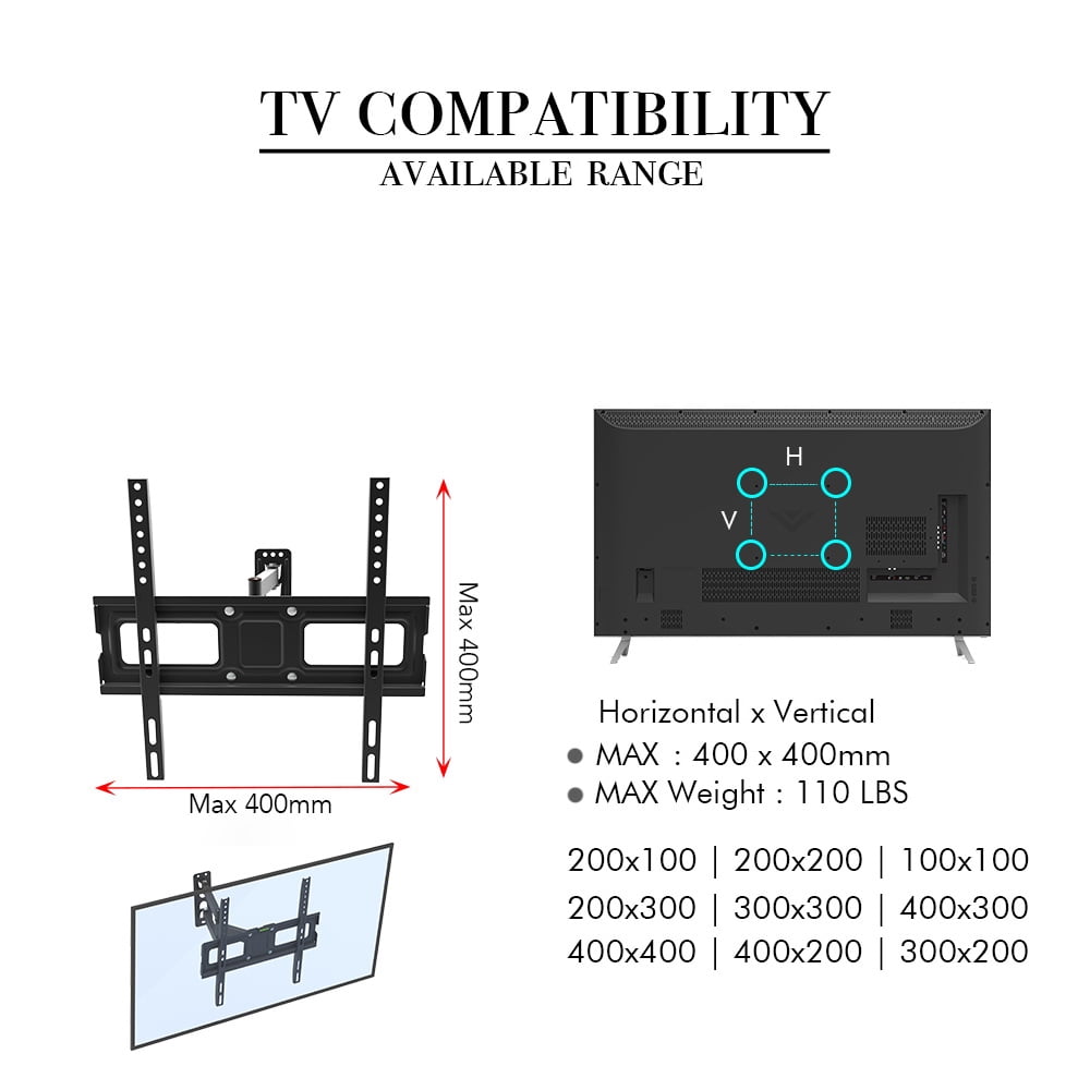Ktaxon 26-55" Adjustable Wall Mount Bracket Rotatable TV Stand with Spirit Level