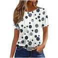 thumbnail image 2 of JTZGDY Womens Tops Loose Fit Casual Short Sleeve Round Neck Boho Floral Printed T-Shirts Trendy Oversized Basic Tunic Blouse Navy#01 XL, 2 of 5