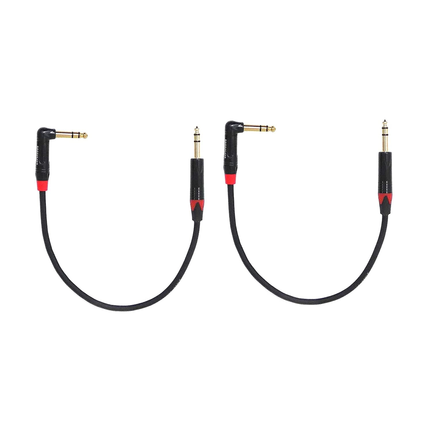 Rannsgeer WR7101 2 Pack 1/4 Inch TRS to TRS Right Angle Patch 1 Feet