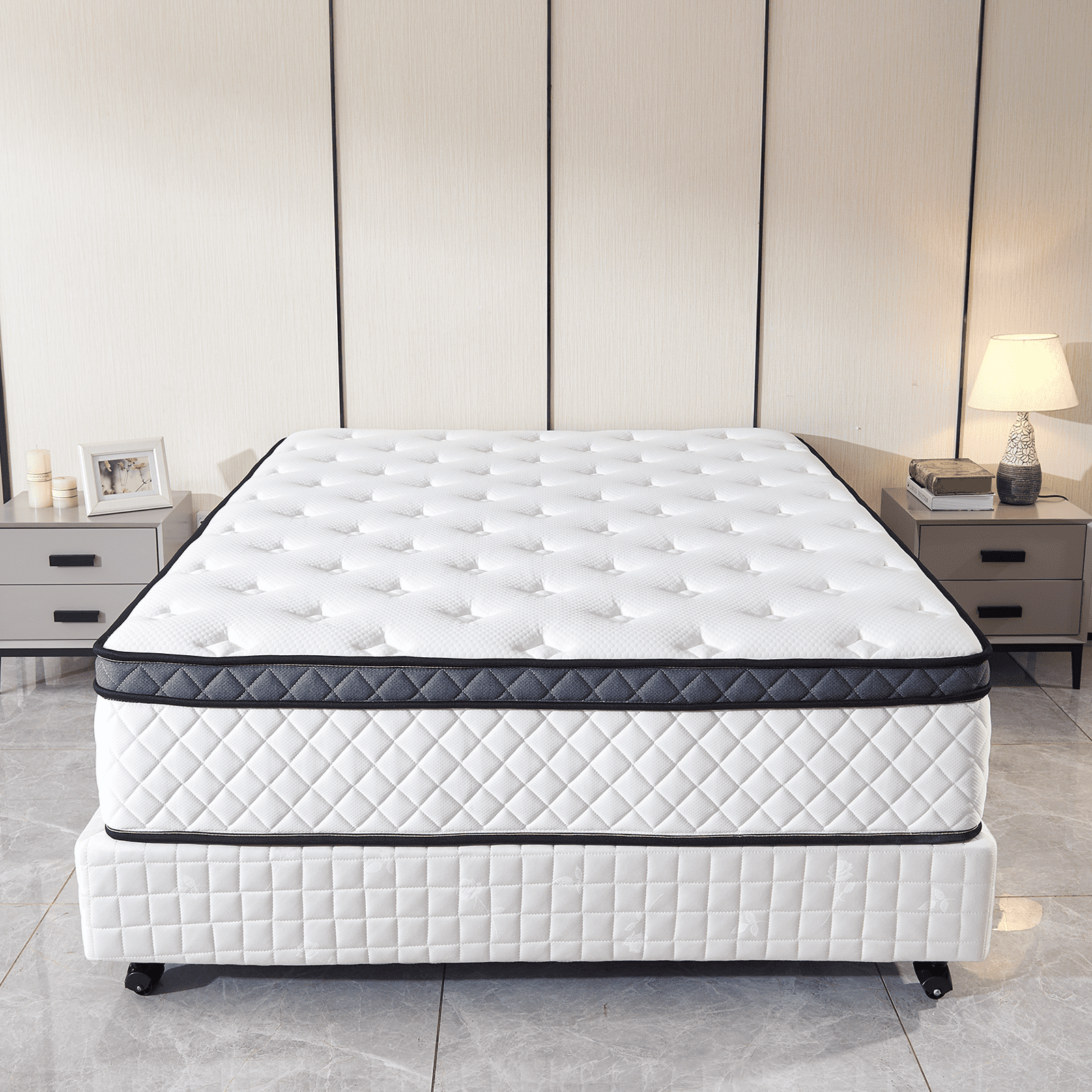 Sentryse 10" Full Size Mattress Euro Top Medium Firm Feel Foam and Pocket Spring Hybrid Mattress, Pressure Relief, Mattress in a Box