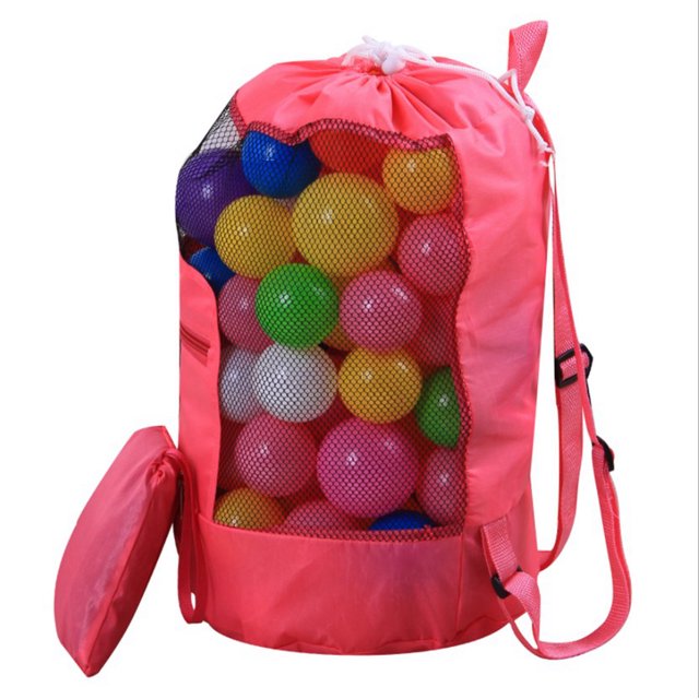 Coofit Mesh Beach Bag Folding Portable Drawstring Toy Mesh Bag Beach Toy Bag