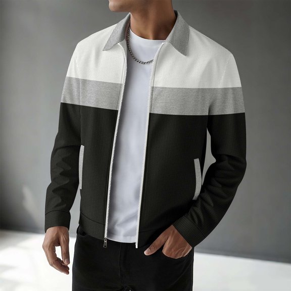 Awdenio Mens Winter Jacket Lightweight Jacket Casual Jacket Color Block Varsity Coat
