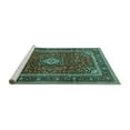 thumbnail image 2 of Ahgly Company Machine Washable Indoor Round Medallion Turquoise Blue Traditional Area Rugs, 6' Round, 2 of 4