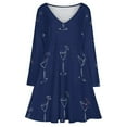 thumbnail image 3 of Martini Cocktail Glass Long Sleeve Dresses For Women Vintage Elegant Party Dress Oversized V-neck Dress S-8XL, 3 of 7