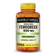 Mason Natural Whole Herb Fenugreek 500 mg - Supports Overall Health, Herbal Supplement, 90 Capsules