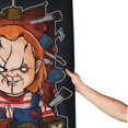 thumbnail image 3 of Cortina de ducha con diseño de Chucky, diseño de dibujos animados, con 12 ganchos, impermeable, lavable, de poliéster, para decoración del baño, 60 x 72 pulgadas, de hierro, 3 of 8