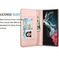 thumbnail image 5 of Galaxy S22 Ultra Case, for Samsung Galaxy S22 Ultra Wallet Case, [9 Card Slots] PU Leather ID Credit Holder Folio Flip [Detachable] Kickstand Phone Cover & Lanyard for Samsung S22 Ultra [Rose Gold], 5 of 6