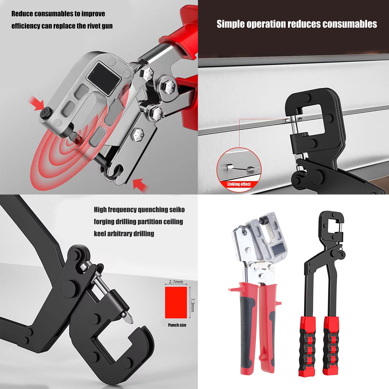 KCAHPAN Steel Keel Pliers Punch Lock Crimper Tool for Professional Wall and Ceiling Work