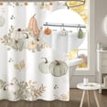 thumbnail image 5 of Sunlit Fall Pumpkin Decorative Shower Curtain Hooks, Autumn Harvest Festival Shower Curtain Rings, Resin, Sage Green Khaki Orange Farmhouse Bathroom Curtain Hangers Decoration, Set of 12, 5 of 5