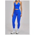 thumbnail image 3 of PISONIC 2 Piece Workout Sets for Women Cross Back V Neck Tank Top Matching High Waist Leggings Gym Sets, 3 of 5