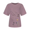 thumbnail image 4 of Women's Short Sleeve T-shirt Women'S Spring Round Neck Dandelion Printed Loose Casual Short Sleeved T Shirt,Red Women's Short sleeve T-shirt XXXL, 4 of 5