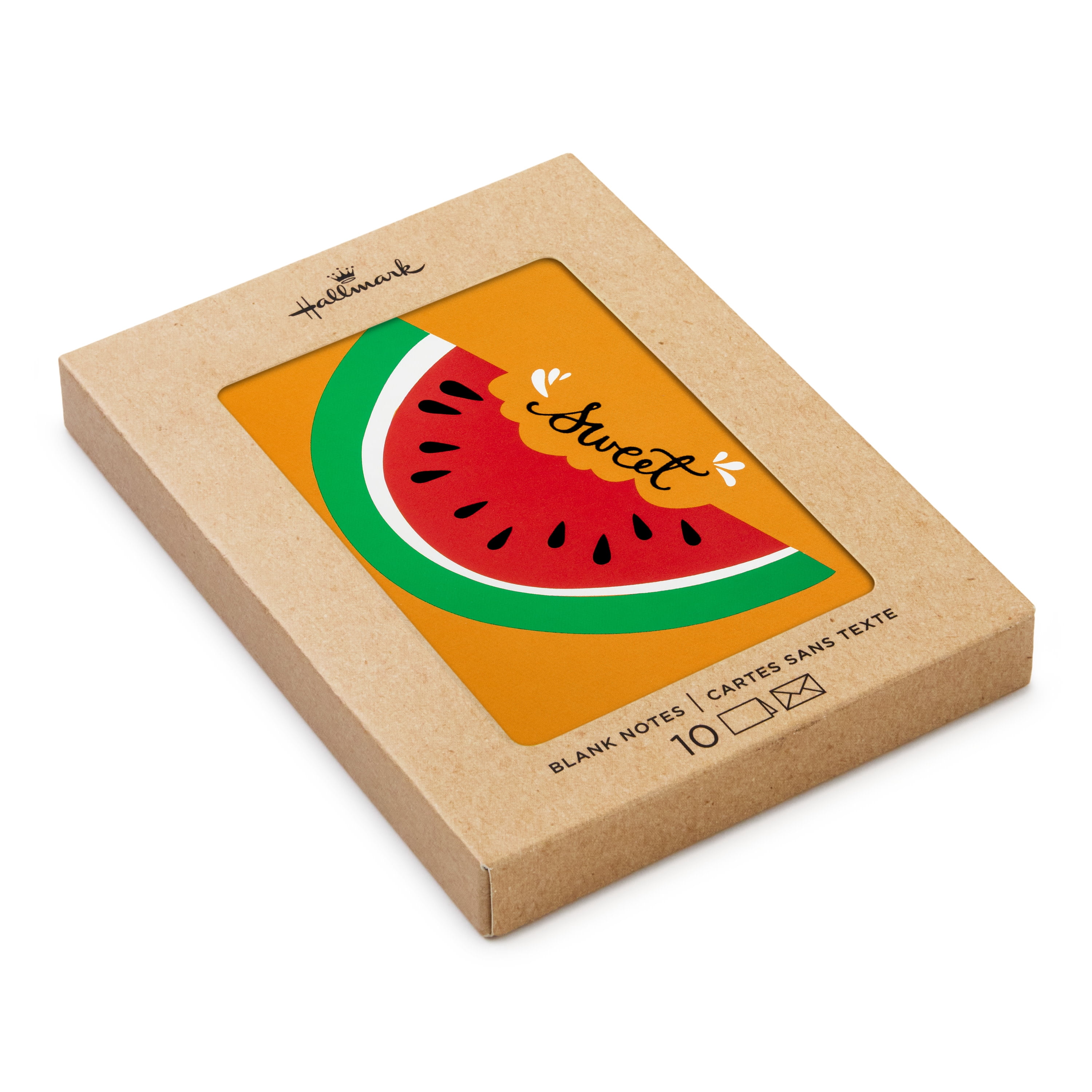 Hallmark Blank Notes (Sweet Watermelon on Orange), 10 Count