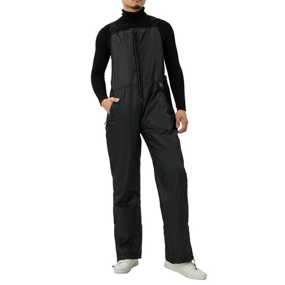 Gupgi Plus Size Men Waterproof Ski Bib Pants Kids Teen Snow Pants Winter Snowboard Overalls Black Sleeveless Windproof Insulated Trousers