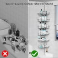 thumbnail image 5 of 6-Tier Corner Shower Caddy Tension Pole, Adjustable Shower Tension Rod Organizer, Floor to Ceiling Shower Caddy 25-114.2 inch, Silver, 5 of 15