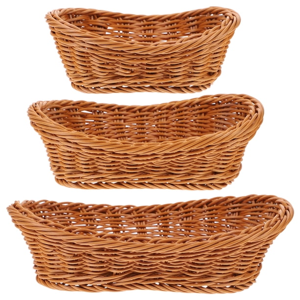 Cesta para pan, 3 piezas, cesta para frutas, soporte para servir comida de cocina, cesta de ratán sintético.